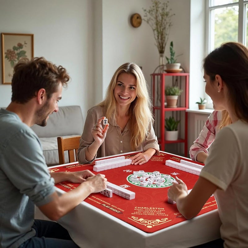 SiDreea Mahjong Mat, 32.4×32.4 Inch Noise Reduction Anti-Slip Mahjong Mat for Table, Mahjong Table Mat for Poker, Card, Board Games Table Mat, Tile Games, Dominoes - Image 5